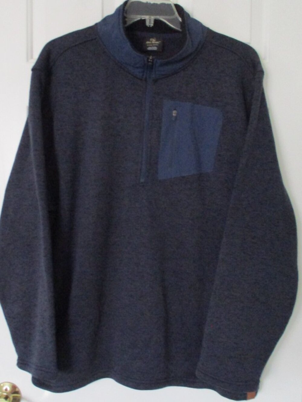 Old River Mens Blue Fleece 1/4 Zip Sweater Zippered Security Pocket NWOT - XXL*